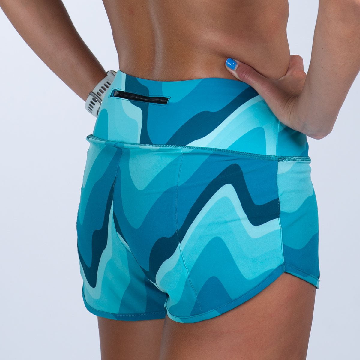 Team Zoot RUN BOTTOMS Women's Ltd Run 3" Short - Aqua Wave