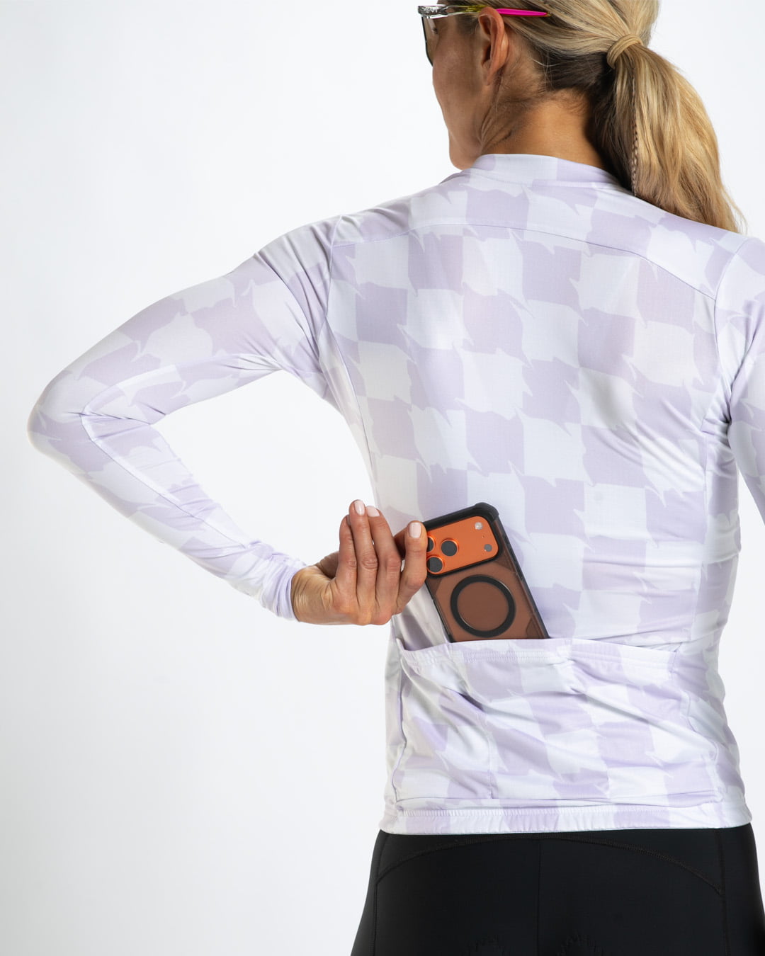 Zoot Sports CYCLE LONG SLEEVE JERSEYS Women's Ltd Cycle Sun Stop Ls Jersey - Checkers