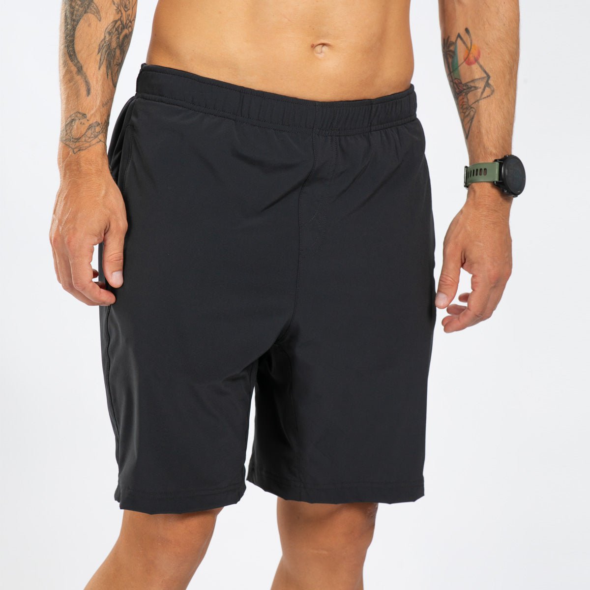 Zoot Sports RUN BOTTOMS Men's Elite Run 8" Short 2 in 1 - Jet Black