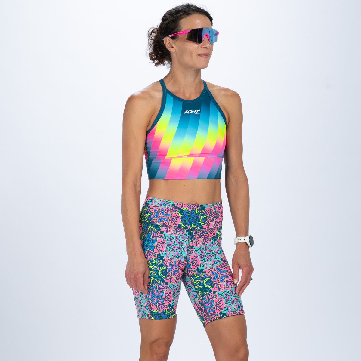 Zoot Sports RUN BOTTOMS Women's Ltd Run 8" Pulse High-Rise Short - Costa Del Sol