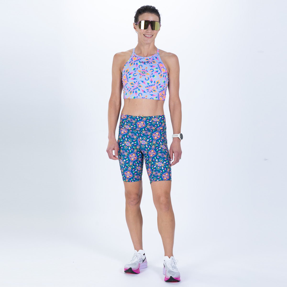 Zoot Sports RUN BOTTOMS Women's Ltd Run 8" Pulse High-Rise Short - Kaleidoscope