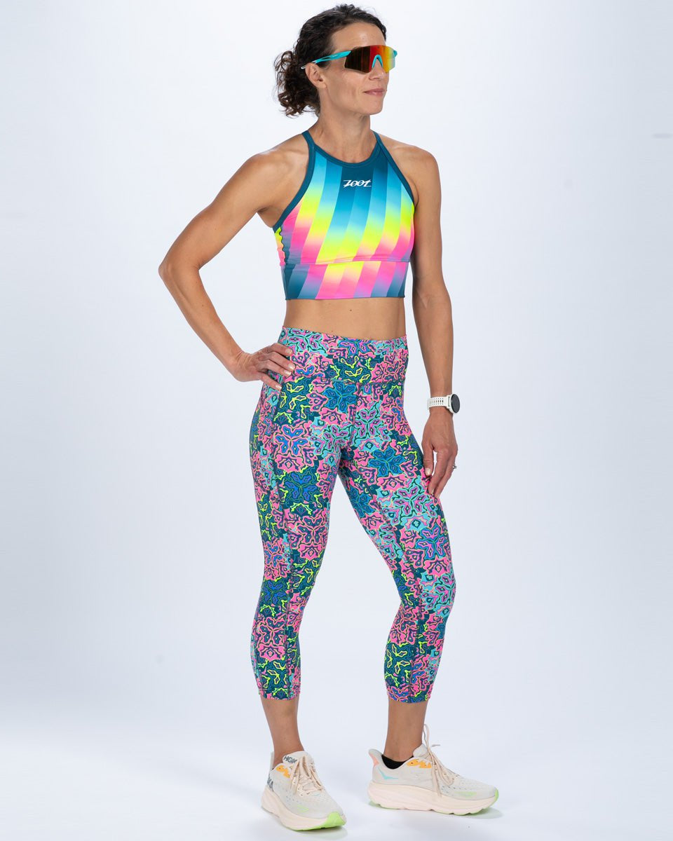 Zoot Sports RUN BOTTOMS Women's Ltd Run High Rise Capri - Costa Del Sol