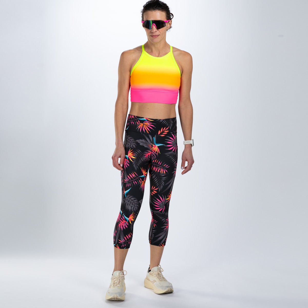 Zoot Sports RUN BOTTOMS Women's Ltd Run High Rise Capri - Tropical Magic