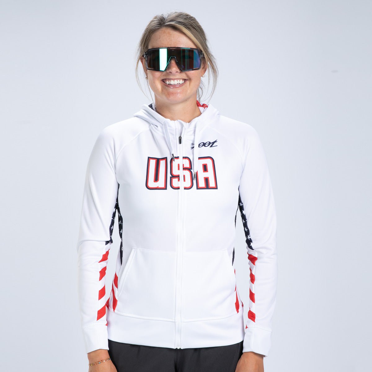 Zoot Sports RUN HOODIE Women's Ltd Run Thermal Hoodie - USA Flag