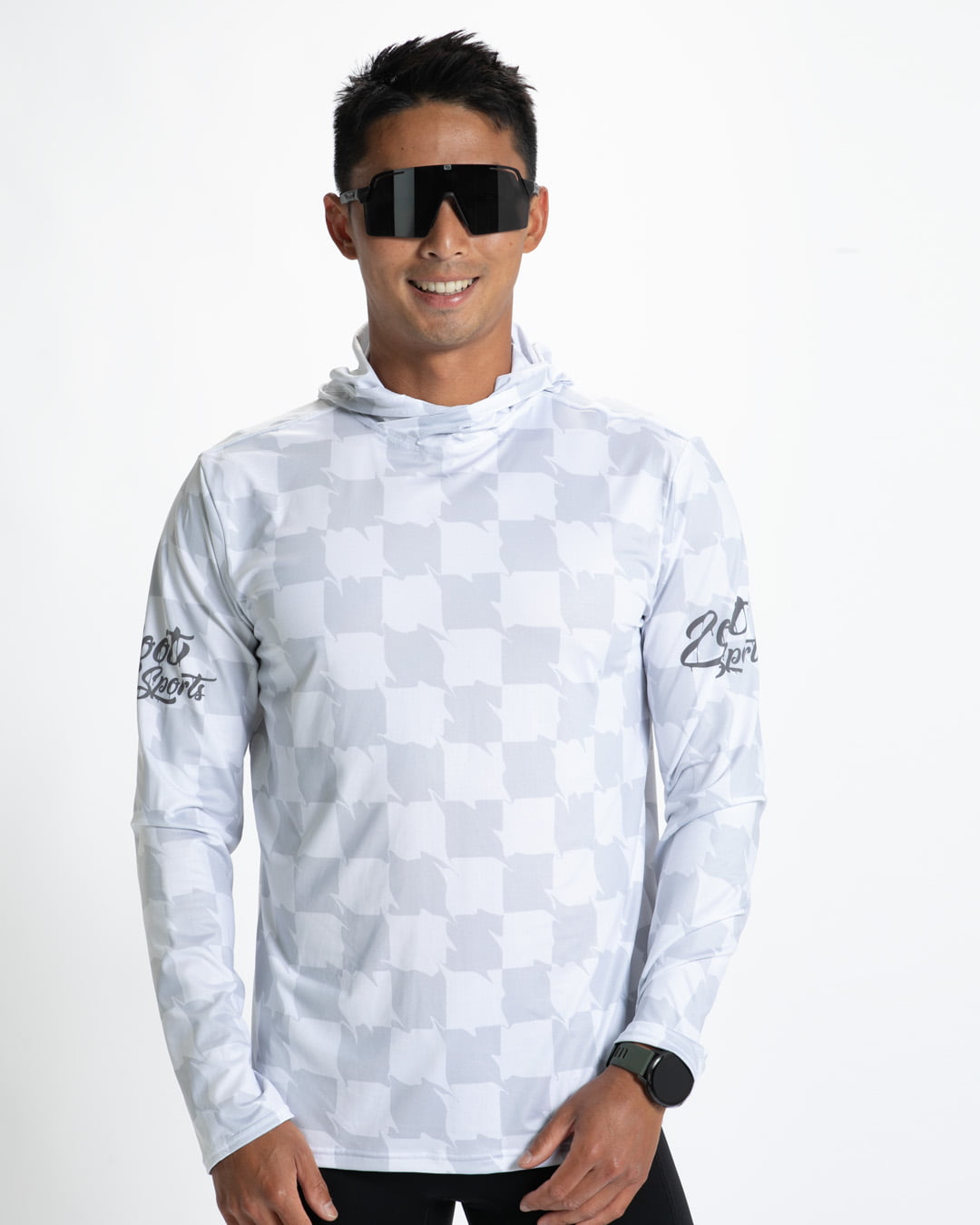 Zoot Sports RUN LONG SLEEVE TEES Men's Ltd Run Sun Stop Hoodie - Checkers