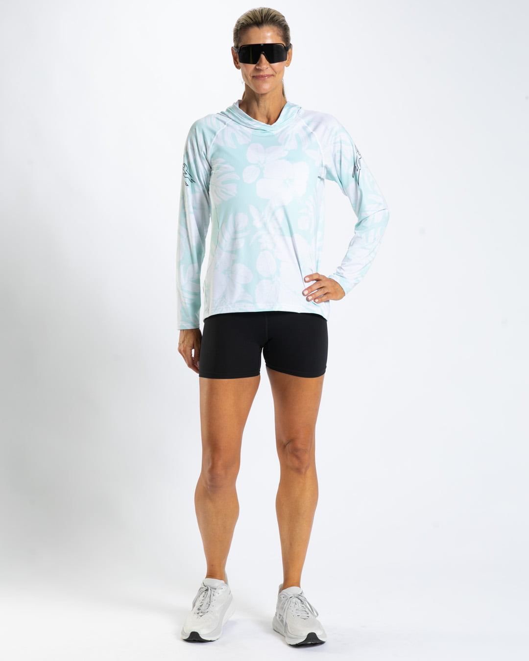 Zoot Sports RUN LONG SLEEVE TEES Women's Ltd Run Sun Stop Hoodie - Blue Hawaii