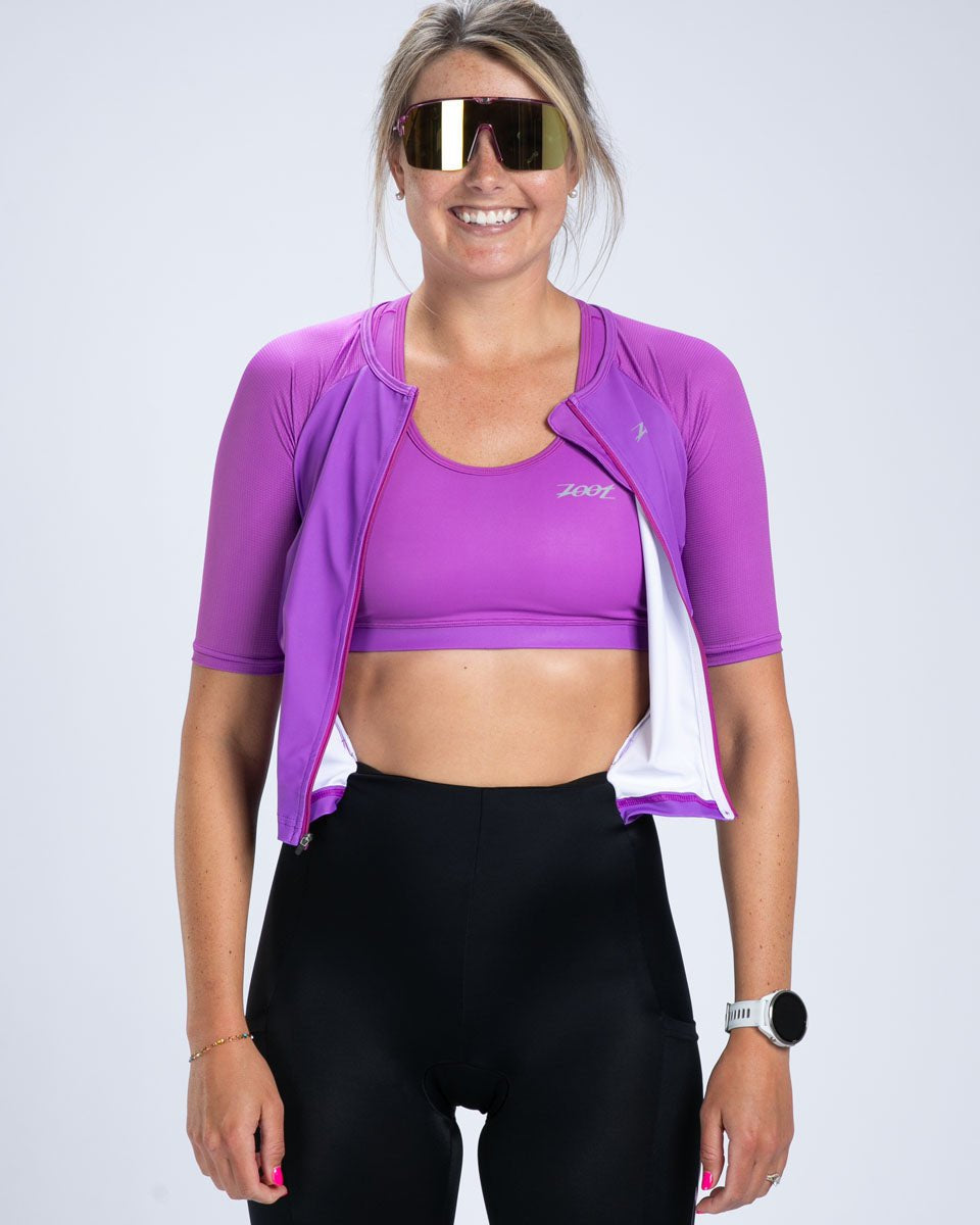 Zoot Sports TRI RACESUITS Women's Core Tri Aero Fz Racesuit - Deep Purple