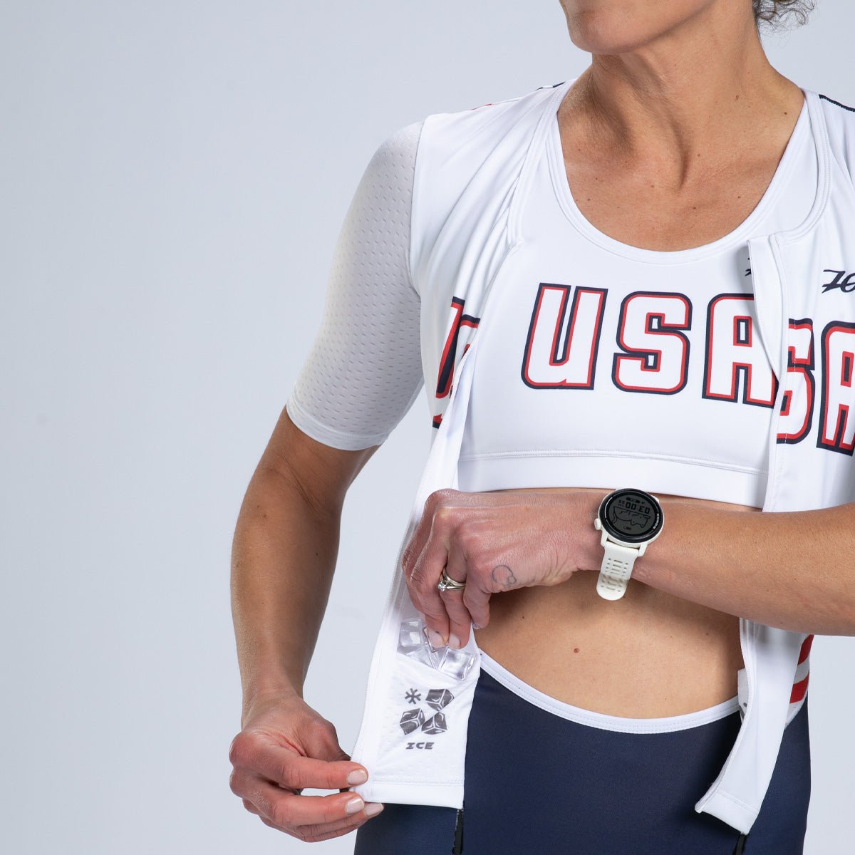 Zoot Sports TRI RACESUITS Women's Ltd Tri Aero Fz Racesuit - USA Flag