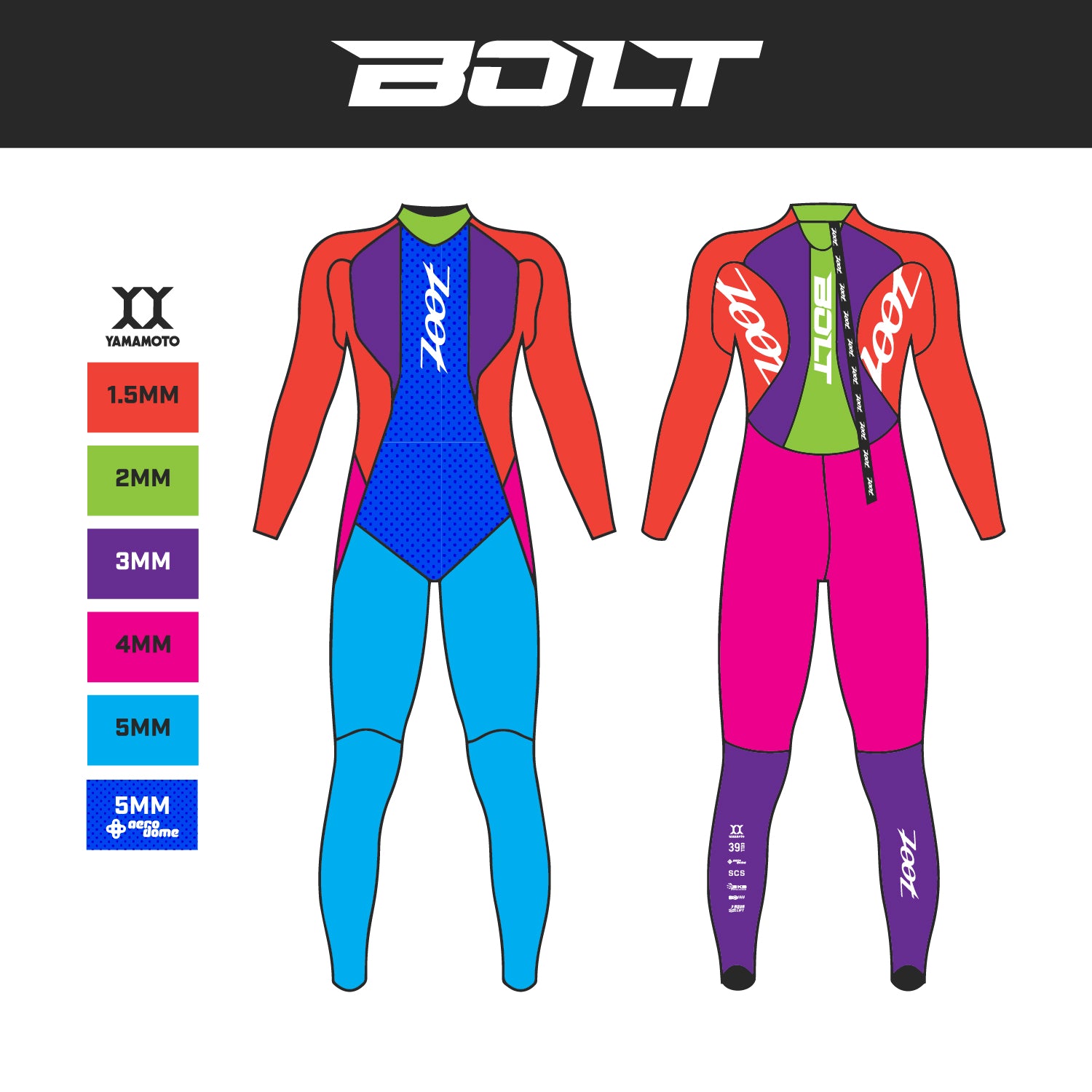Zoot Sports WETSUITS Men's Bolt 2.0 Wetsuit - Neon Green/Silver