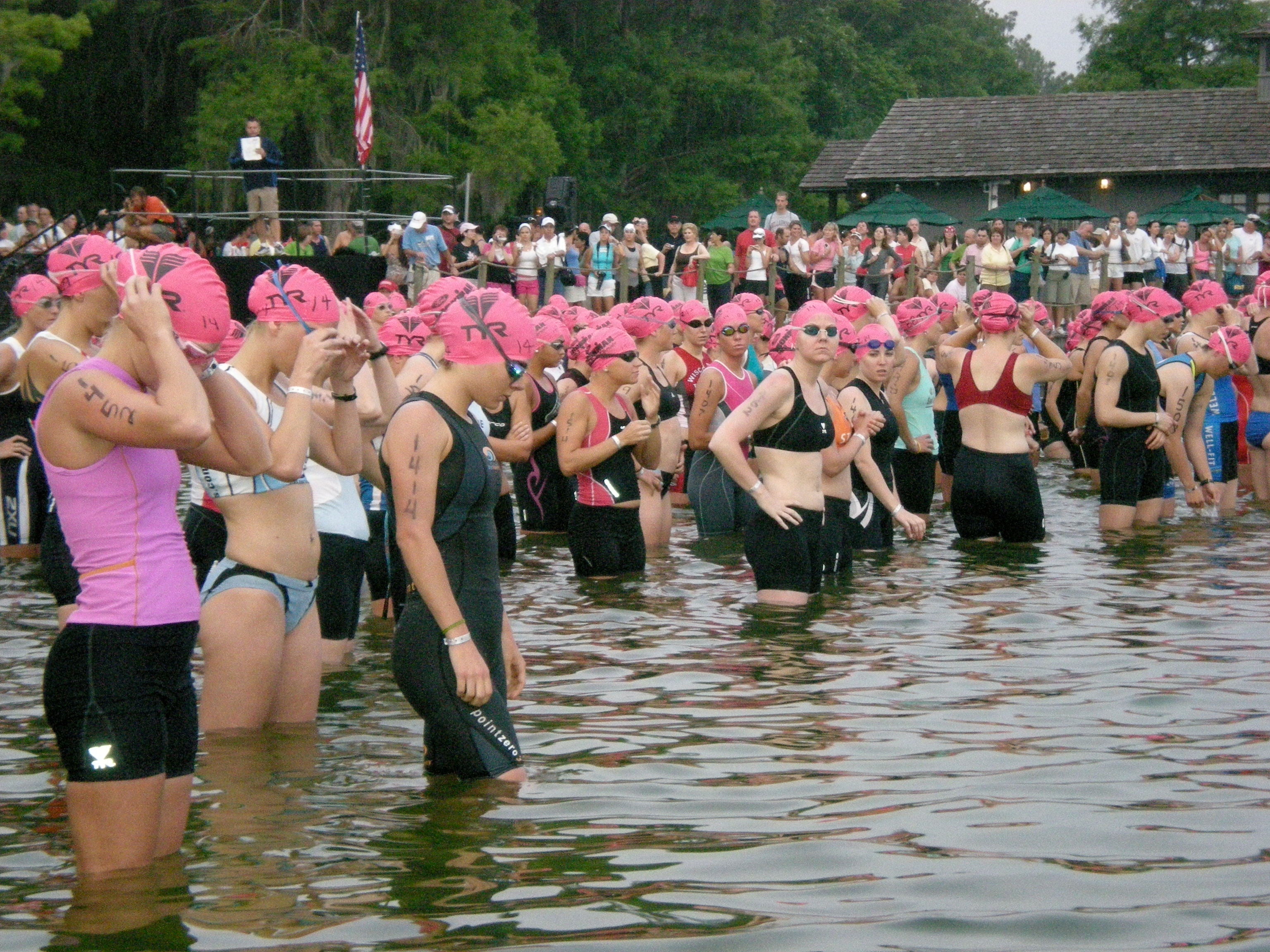 Group of swimmers  before a race
