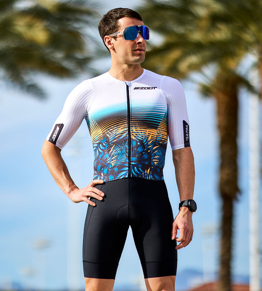 Male standing in Club Aloha P1 Racesuit