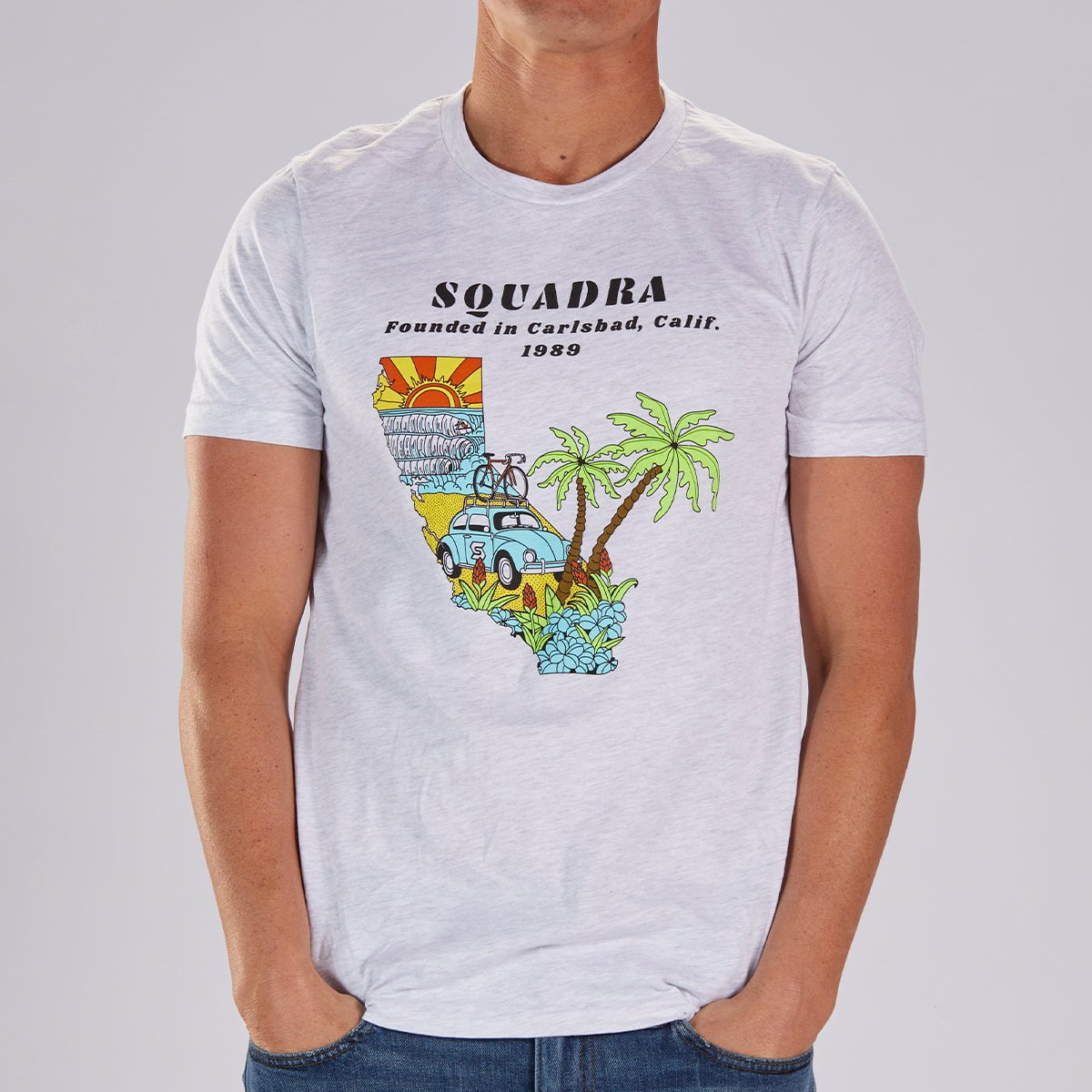 SQUADRA SQUADRA CYCLE INLINE Men's Limited Edition Cotton Tee - Ash  "Squadra California"