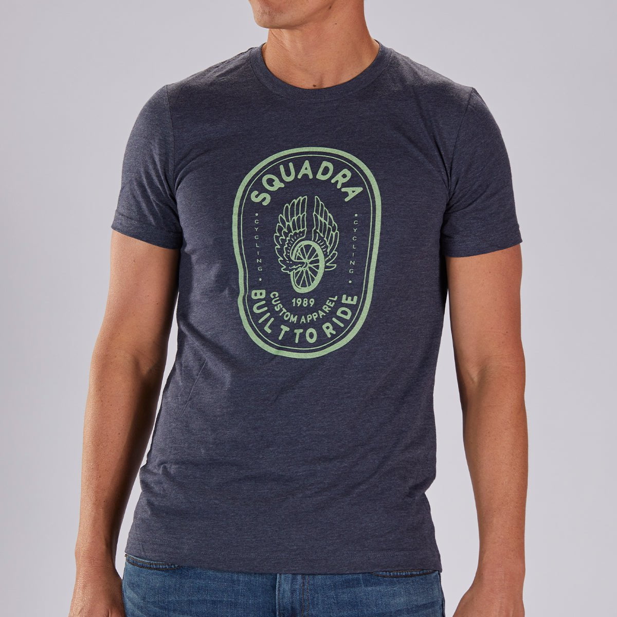 SQUADRA SQUADRA CYCLE INLINE Men's Limited Edition Cotton Tee - Heather Grey "Squadra Patch"