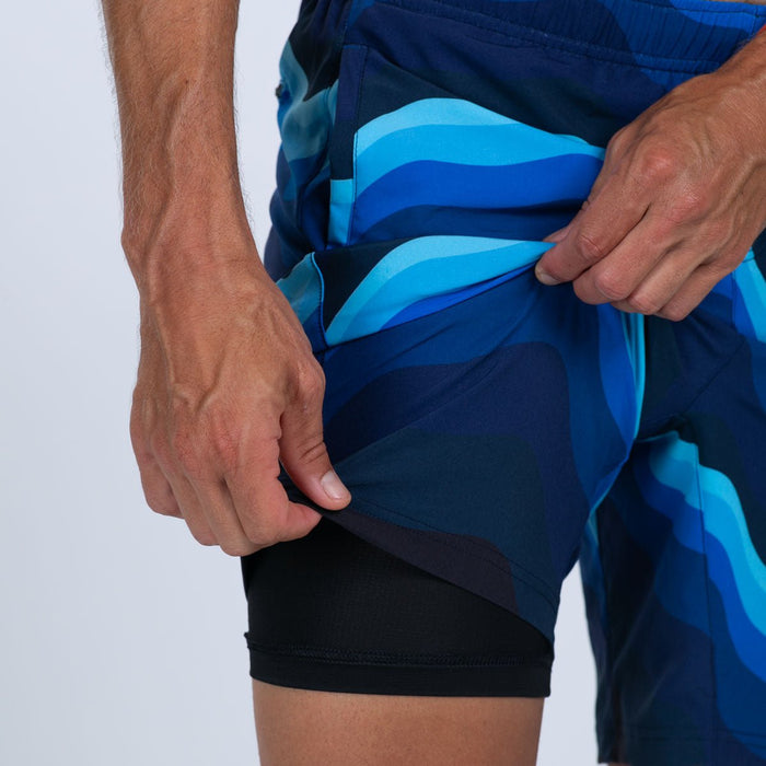 Team Zoot RUN BOTTOMS Men's Ltd Run 8" 2 in 1 Short - Blue Wave