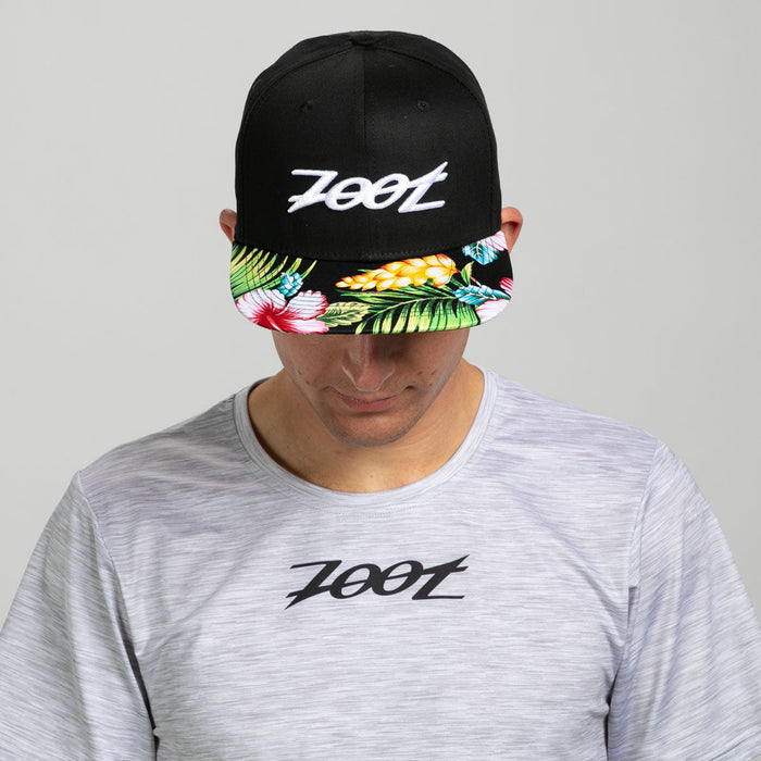 Zoot Sports HATS Unisex Flat Bill - Black/Black Floral Bill