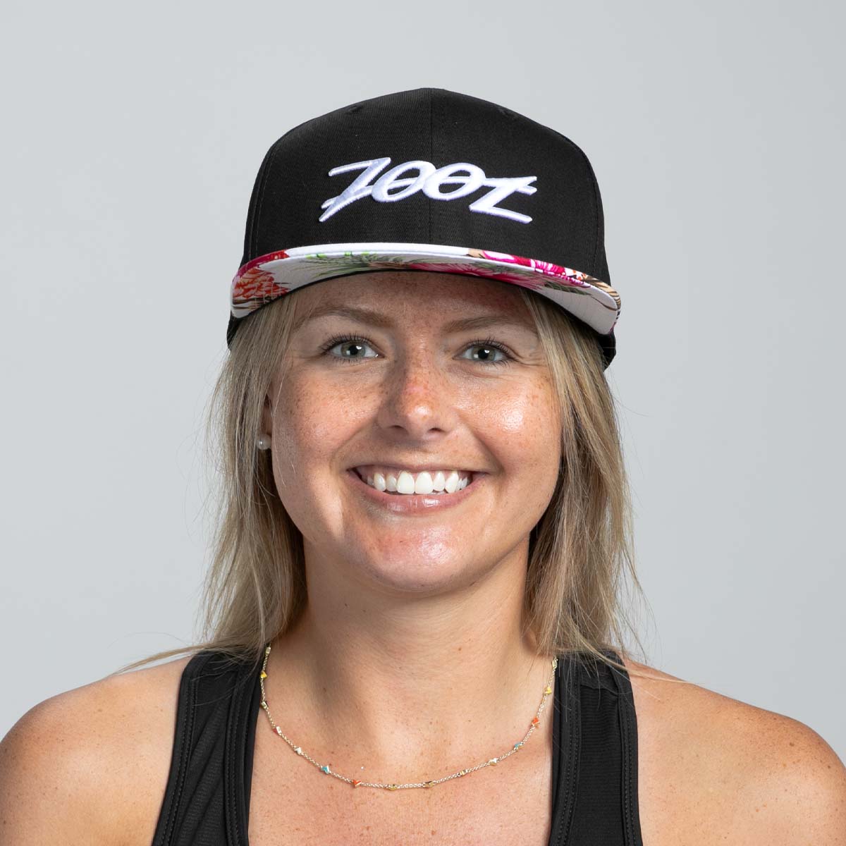 Zoot Sports HATS Unisex Flat Bill - Black/Pink Floral Bill