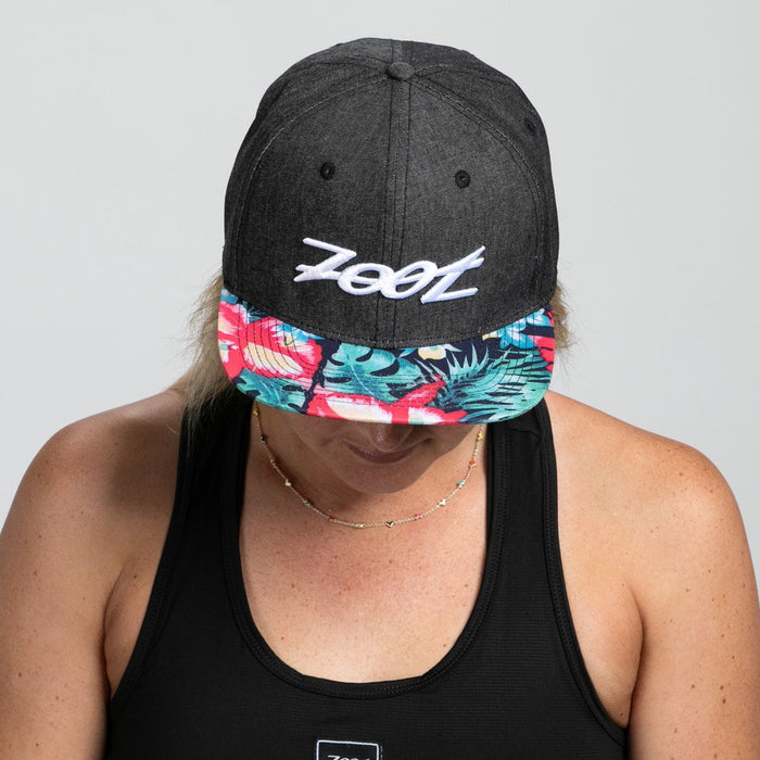 Zoot Sports HATS Unisex Flat Bill - Denim/Ginger Floral Bill