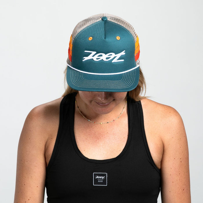 Zoot Sports HATS Unisex Flat Bill With Mesh - Teal Stripes