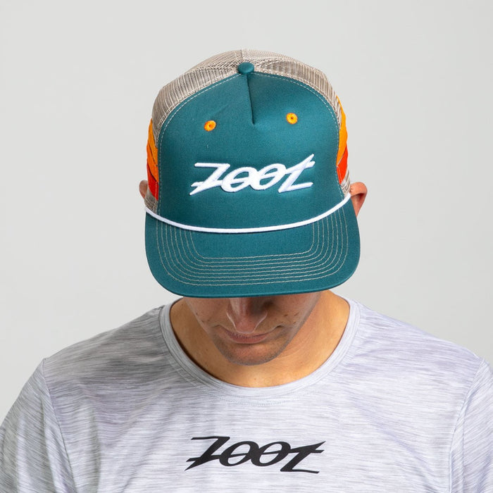 Zoot Sports HATS Unisex Flat Bill With Mesh - Teal Stripes