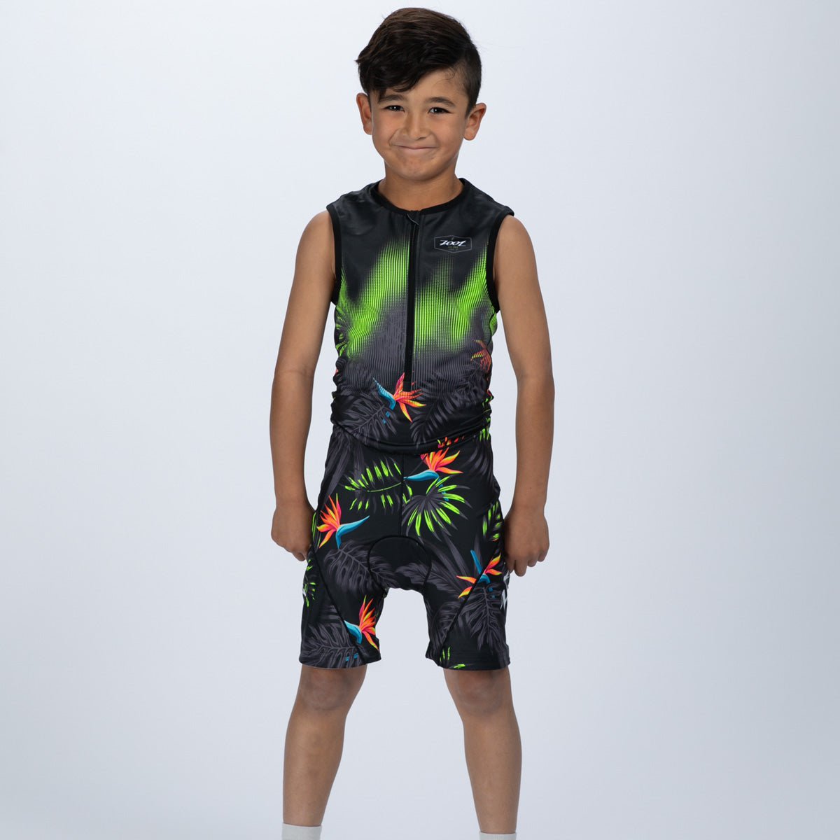 Zoot Sports KIDS Youth Ltd Tri Protégé Racesuit - Tropical Magic Green