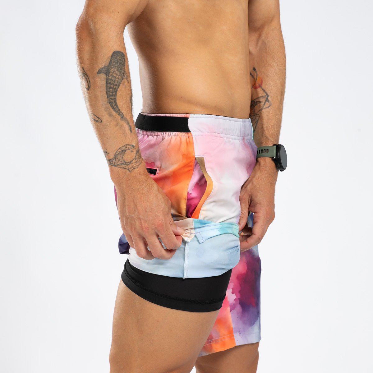 Zoot Sports RUN BOTTOMS Men's Elite Run 8" Short 2 in 1 - Chromoflow
