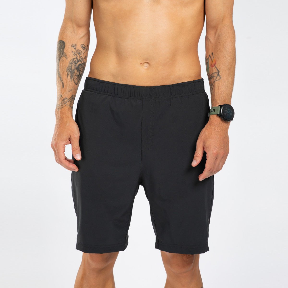 Zoot Sports RUN BOTTOMS Men's Elite Run 8" Short 2 in 1 - Jet Black