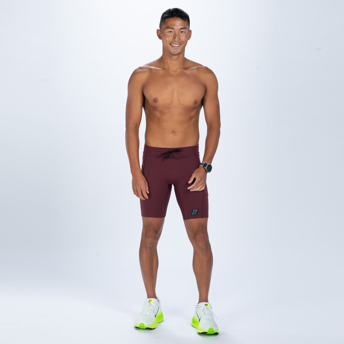 Zoot Sports RUN BOTTOMS Men's Elite Run 9" 1/2 Tight - Burgundy