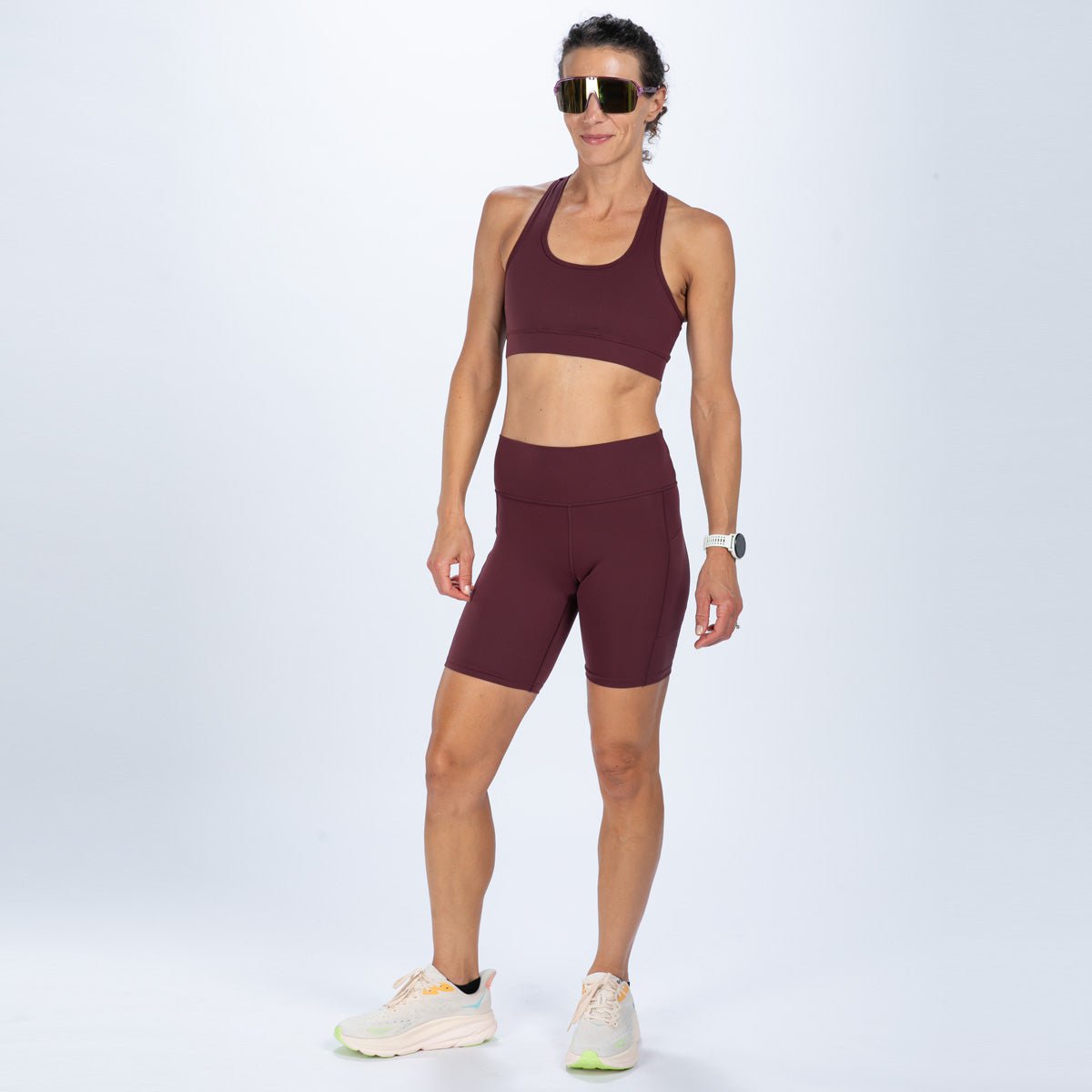 Zoot Sports RUN BOTTOMS Women's Elite Run 8" High-Rise Short - Burgundy