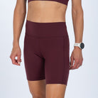 Zoot Sports RUN BOTTOMS Women's Elite Run 8" High-Rise Short - Burgundy