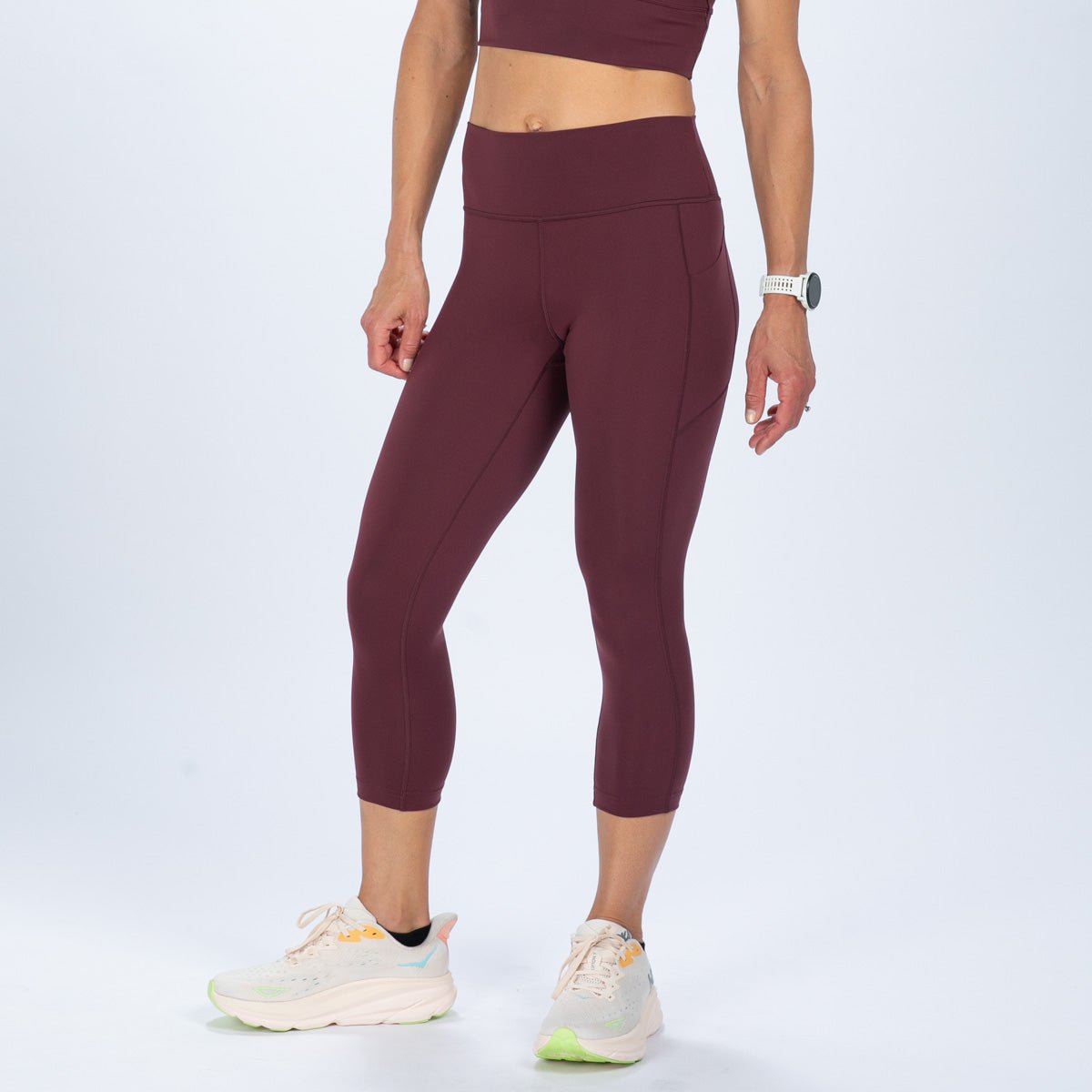 Zoot Sports RUN BOTTOMS Women's Elite Run High Rise Capri - Burgundy