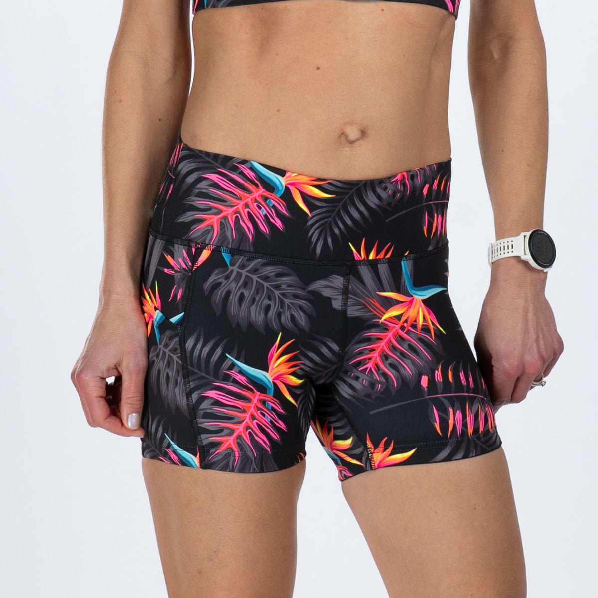 Zoot Sports RUN BOTTOMS Women's Ltd Run 4" Pulse High-Rise Short - Tropical Magic