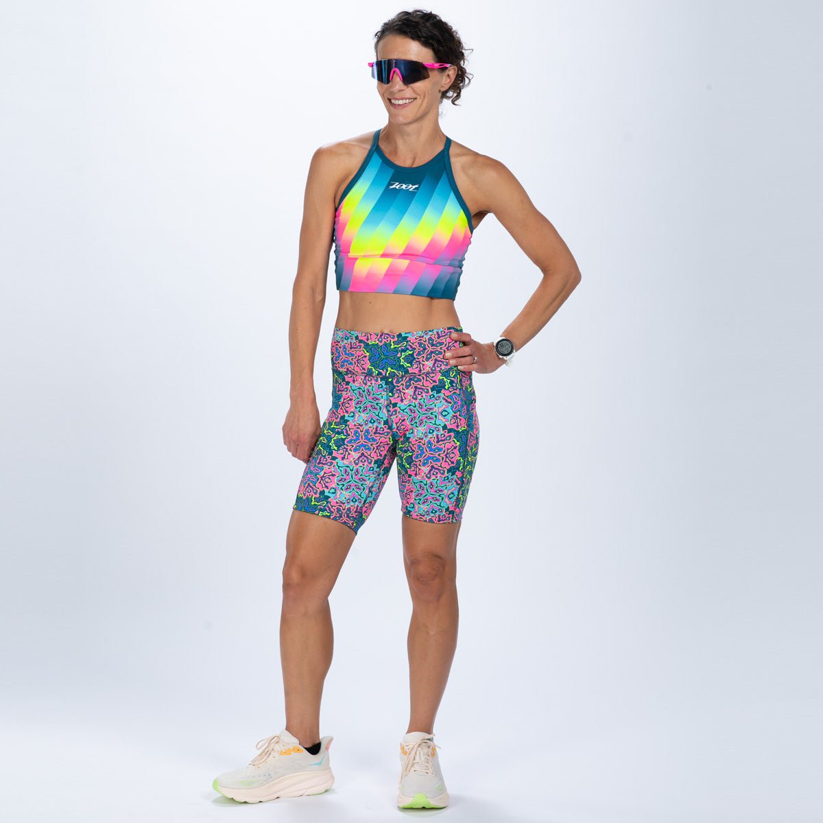 Zoot Sports RUN BOTTOMS Women's Ltd Run 8" Pulse High-Rise Short - Costa Del Sol
