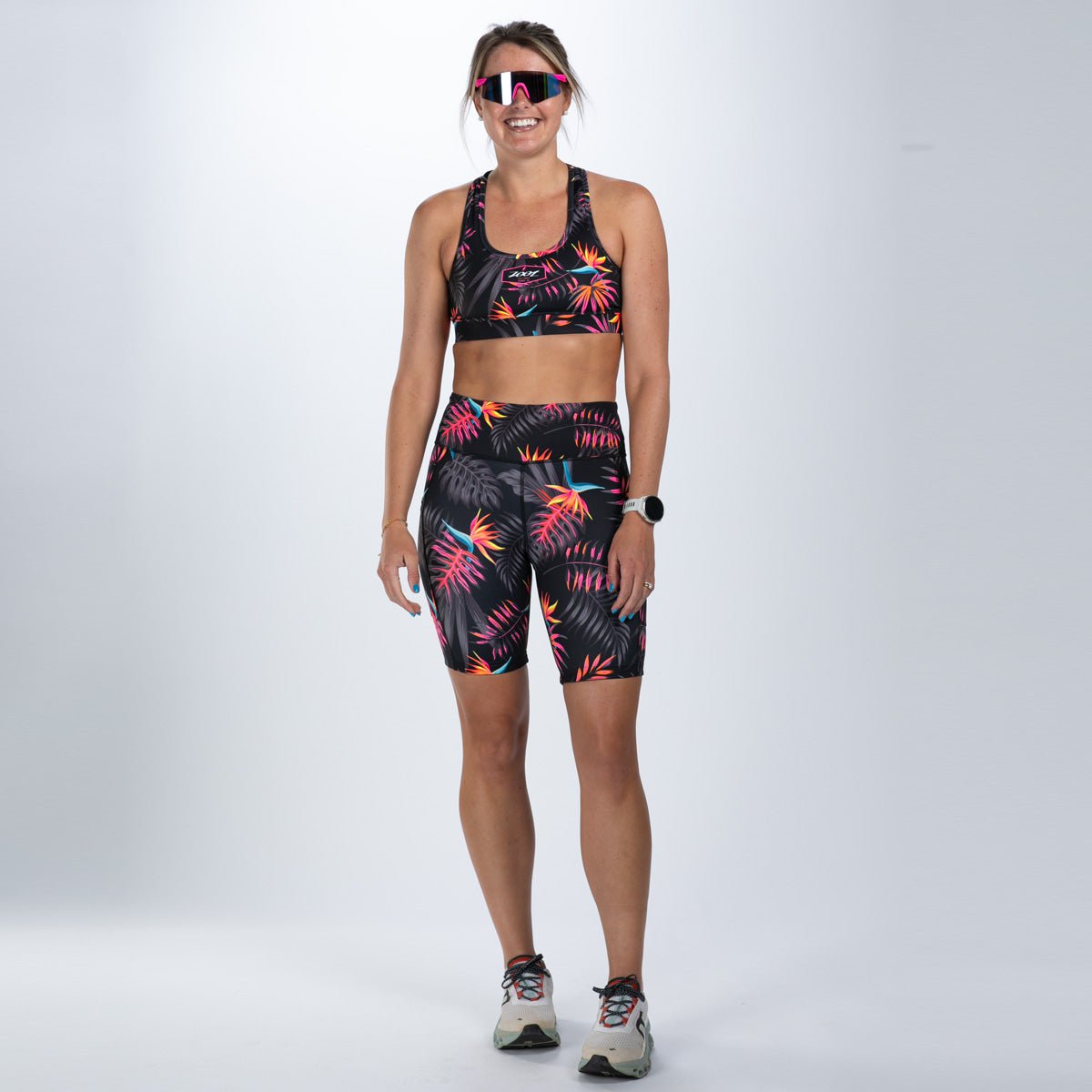 Zoot Sports RUN BOTTOMS Women's Ltd Run 8" Pulse High-Rise Short - Tropical Magic