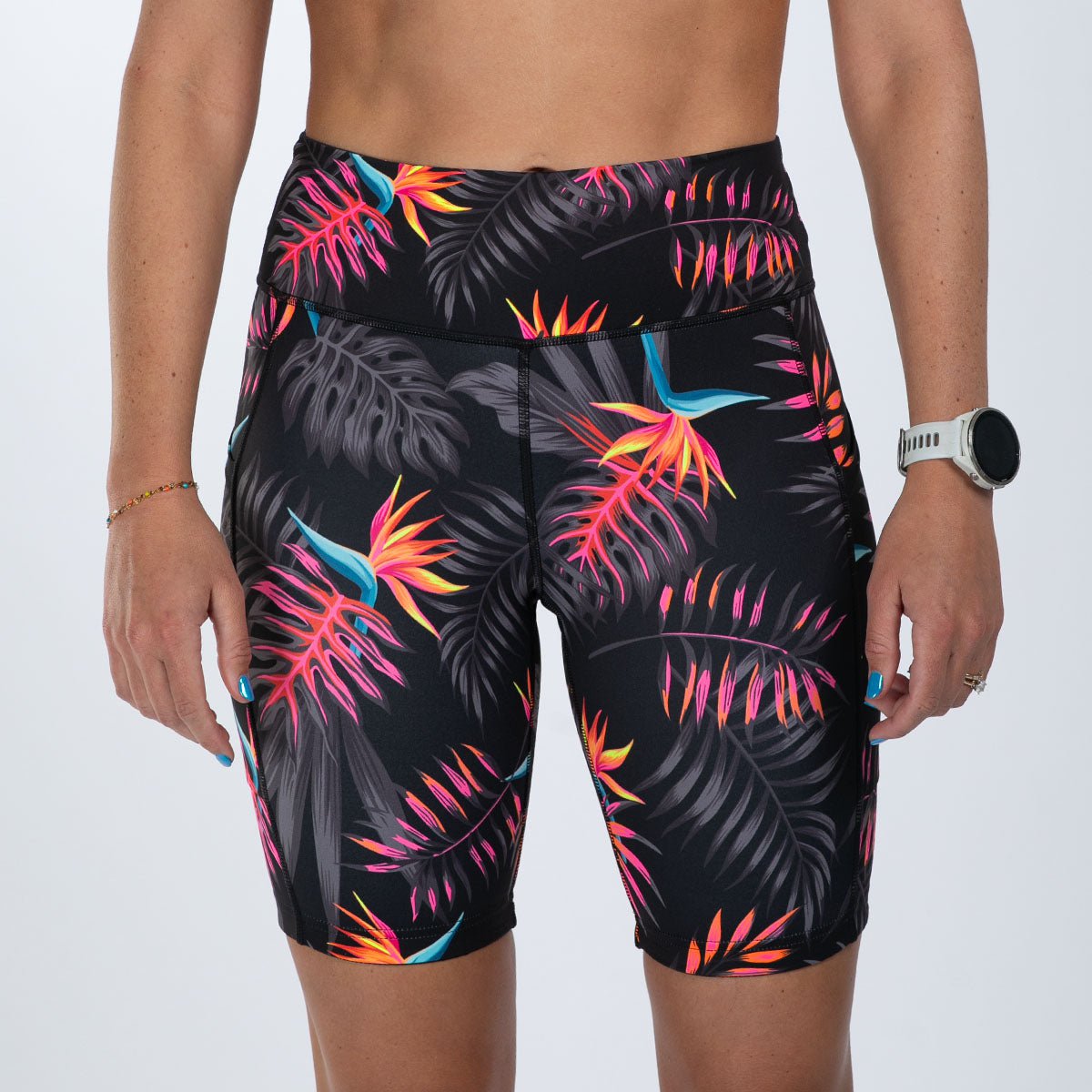 Zoot Sports RUN BOTTOMS Women's Ltd Run 8" Pulse High-Rise Short - Tropical Magic