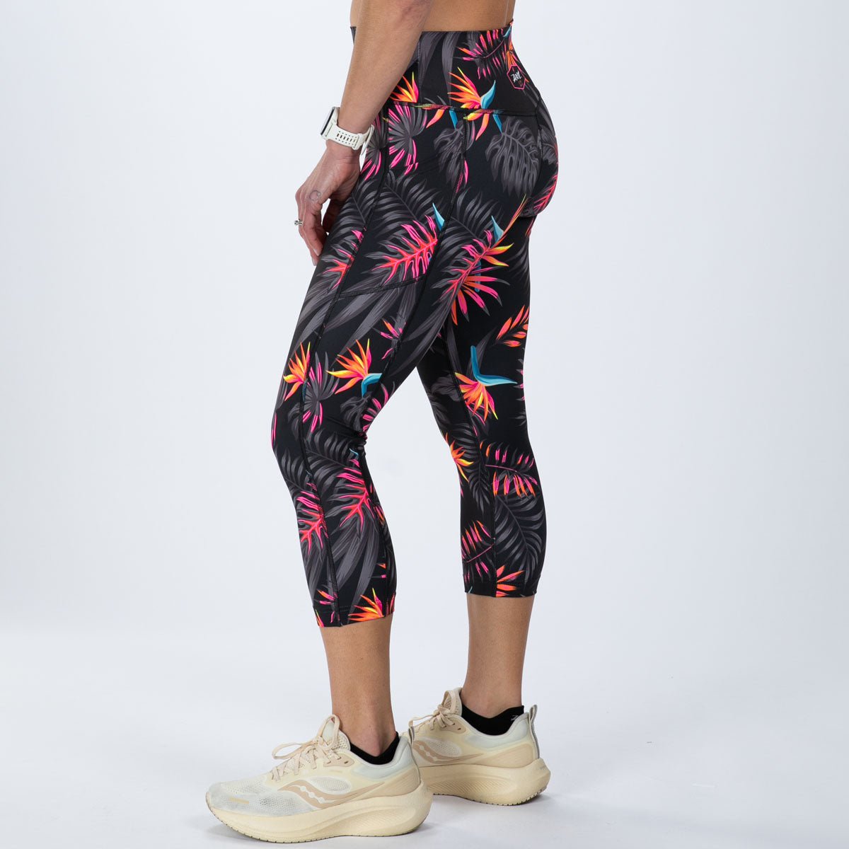 Zoot Sports RUN BOTTOMS Women's Ltd Run High Rise Capri - Tropical Magic