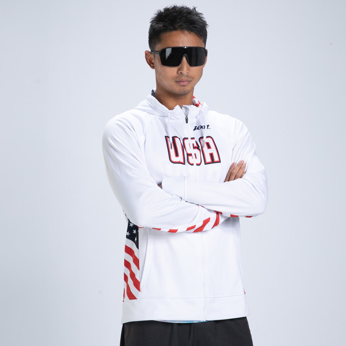 Zoot Sports RUN HOODIE Men's Ltd Run Thermal Hoodie - USA Flag