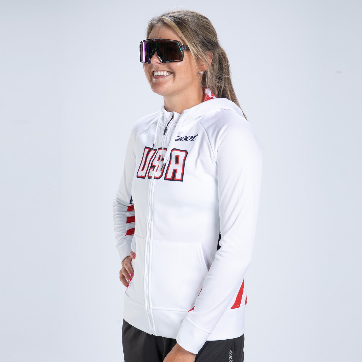 Zoot Sports RUN HOODIE Women's Ltd Run Thermal Hoodie - USA Flag