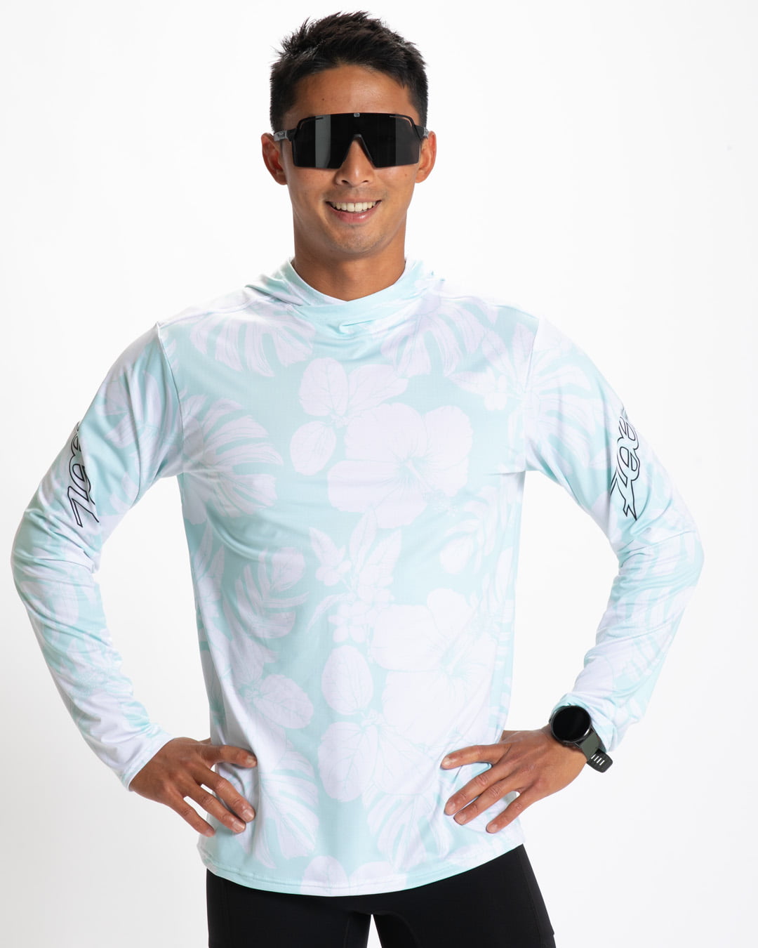 Zoot Sports RUN LONG SLEEVE TEES Men's Ltd Run Sun Stop Hoodie - Blue Hawaii