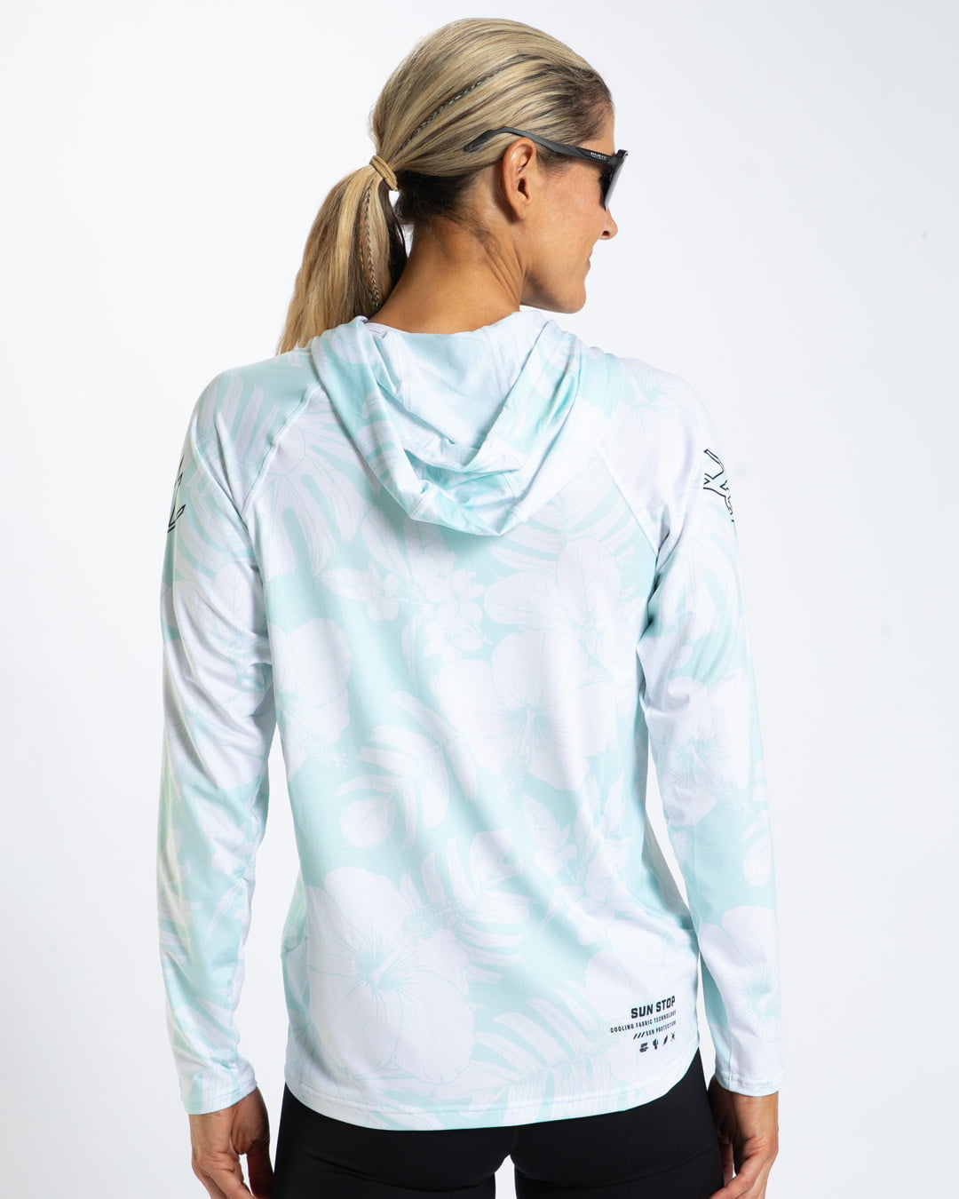 Zoot Sports RUN LONG SLEEVE TEES Women's Ltd Run Sun Stop Hoodie - Blue Hawaii