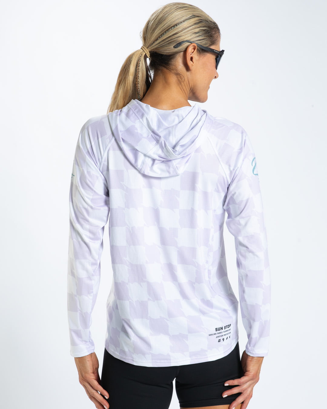 Zoot Sports RUN LONG SLEEVE TEES Women's Ltd Run Sun Stop Hoodie - Checkers