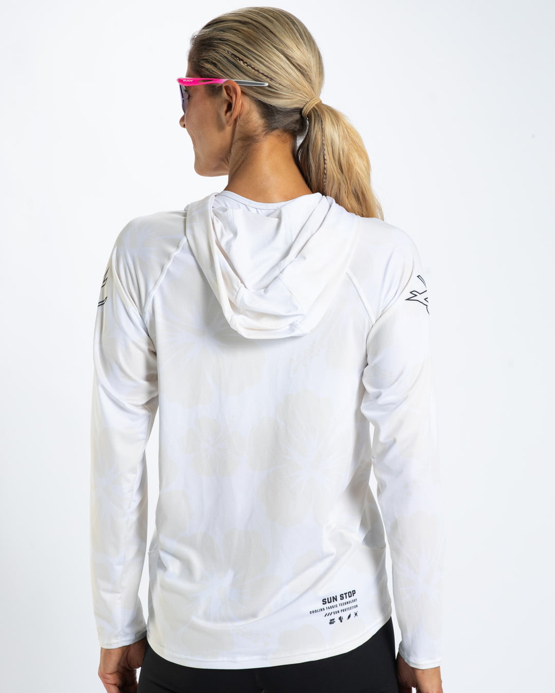 Zoot Sports RUN LONG SLEEVE TEES Women's Ltd Run Sun Stop Hoodie - Hibiscus