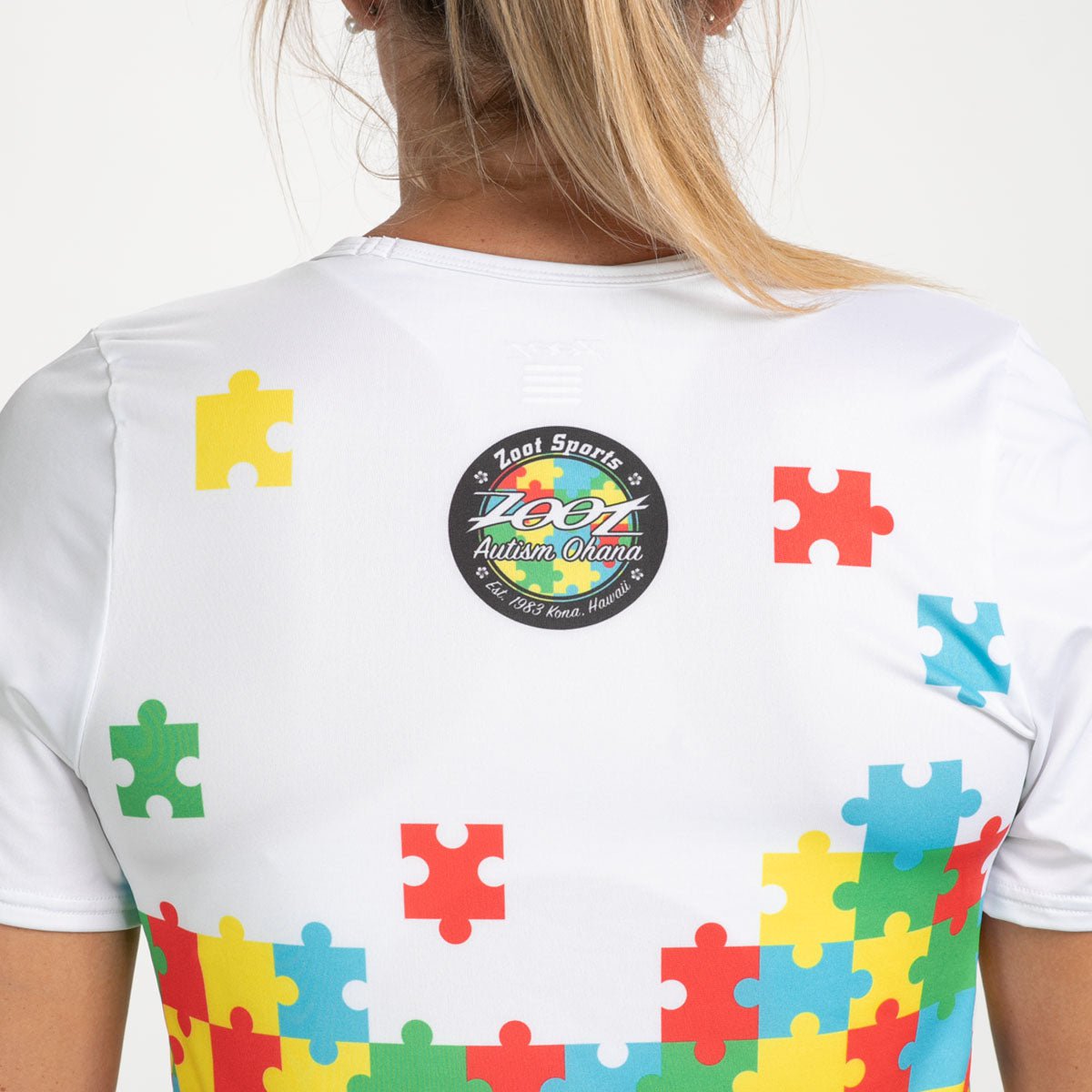 Zoot Sports RUN TEE Women's Ltd Relaxed Fit Run Tee - Autism Puzzle