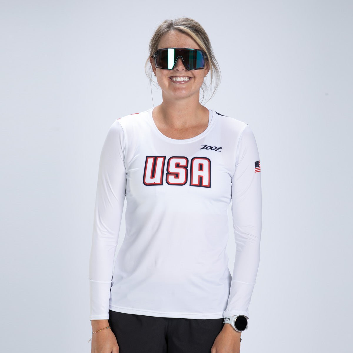 Zoot Sports RUN TEE Women's Ltd Run Ls Tee - USA Flag
