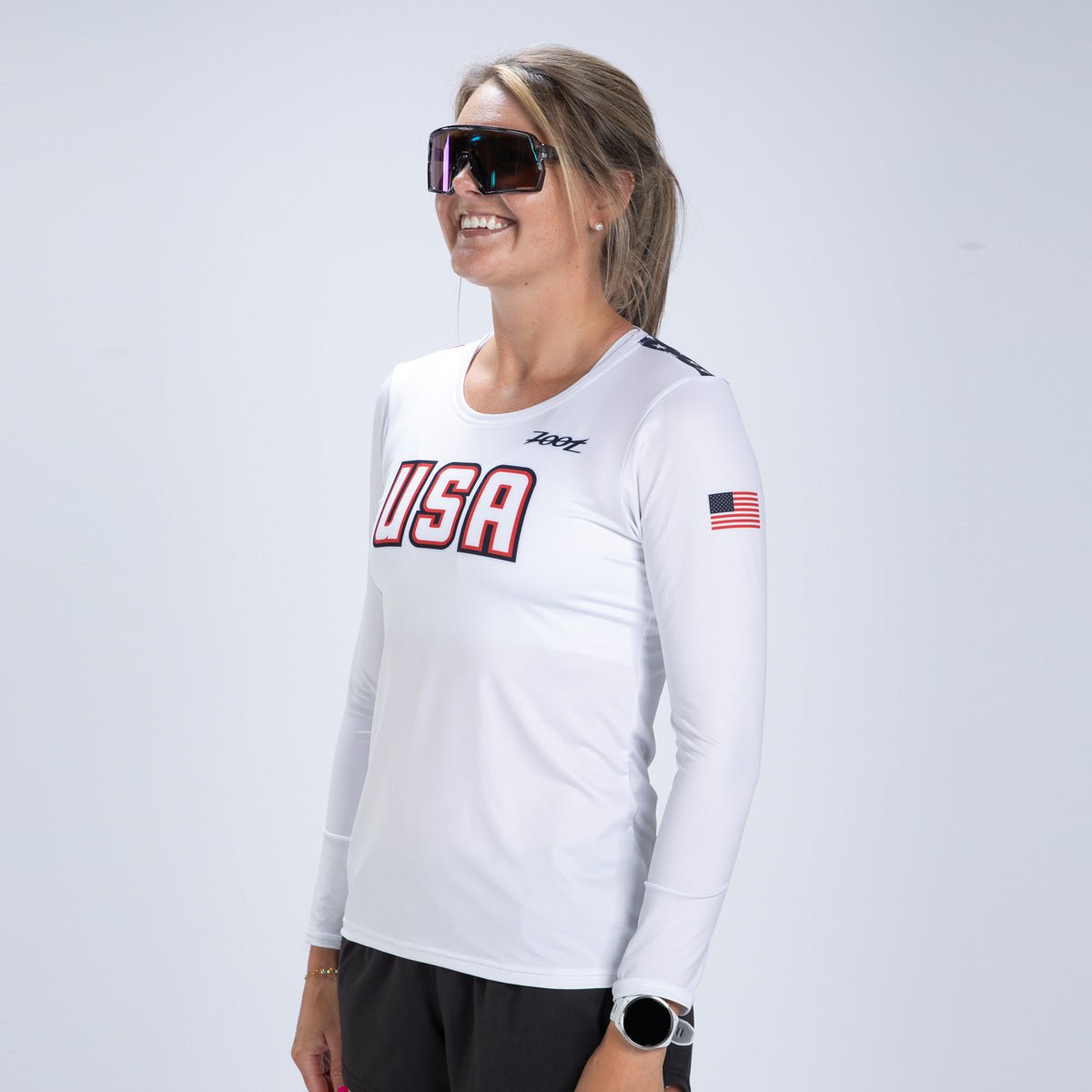 Zoot Sports RUN TEE Women's Ltd Run Ls Tee - USA Flag
