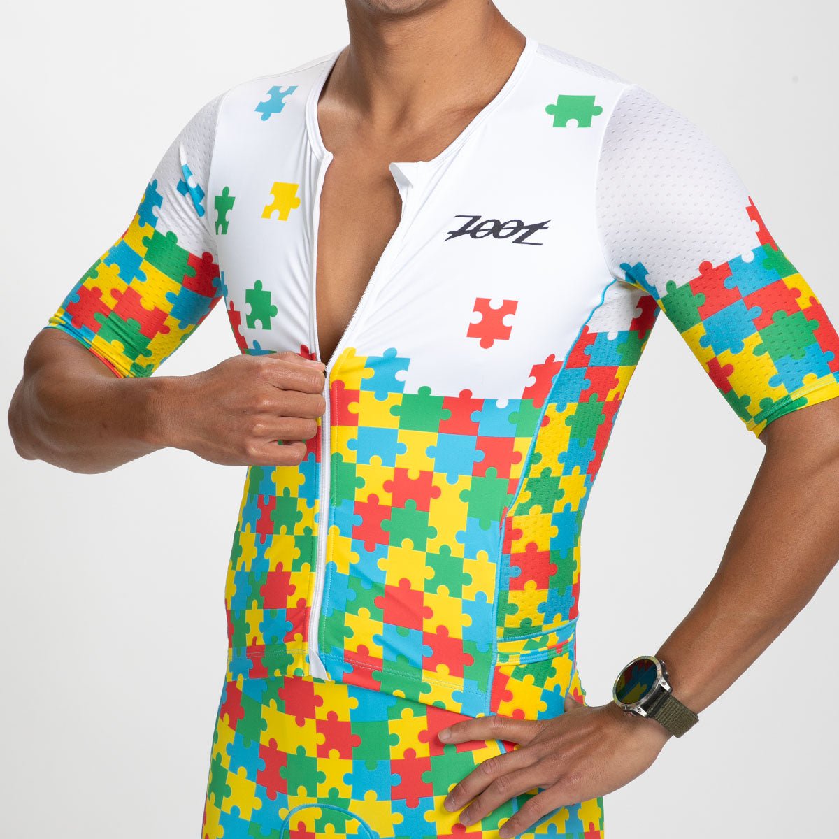 Zoot Sports TRI RACESUITS Men's Ltd Tri Aero Fz Racesuit - Autism Puzzle