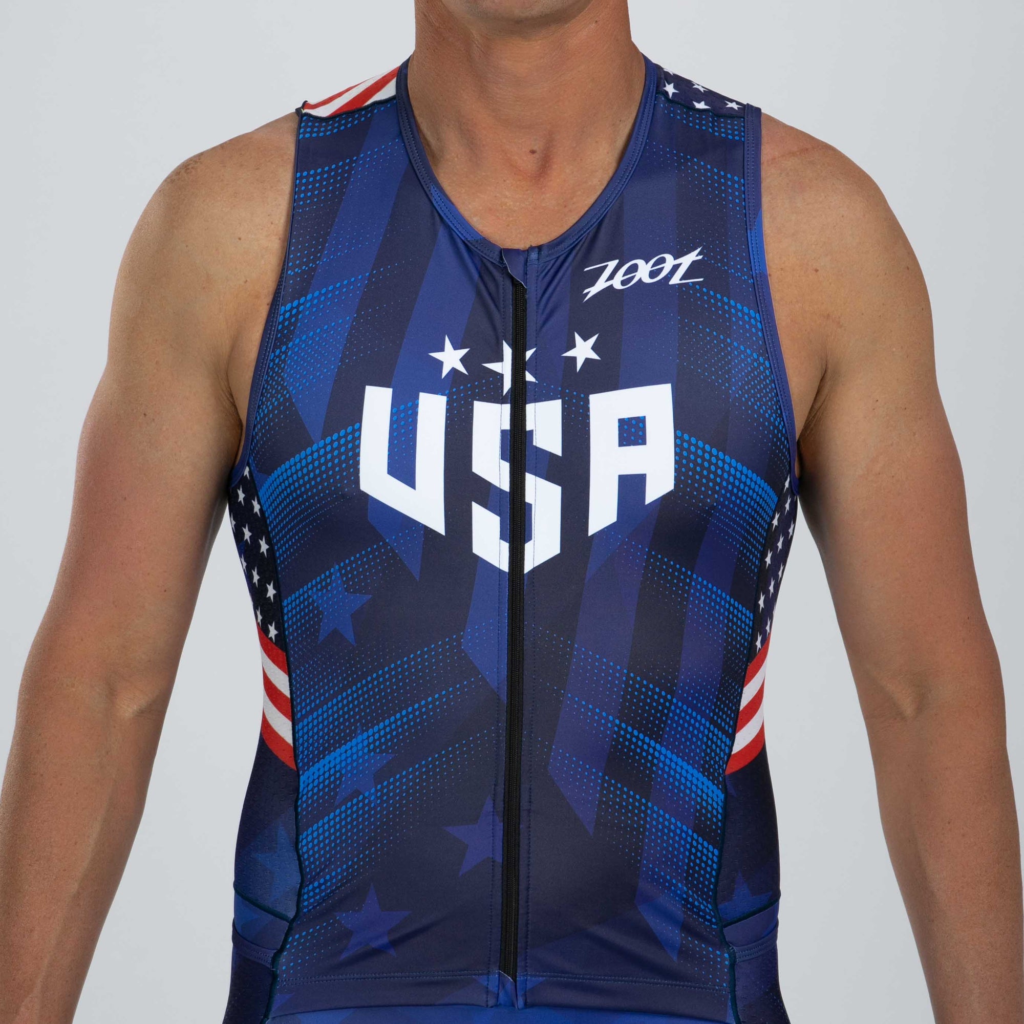 Zoot Sports TRI RACESUITS Men's Ltd Tri Slvs Fz Racesuit - RWB