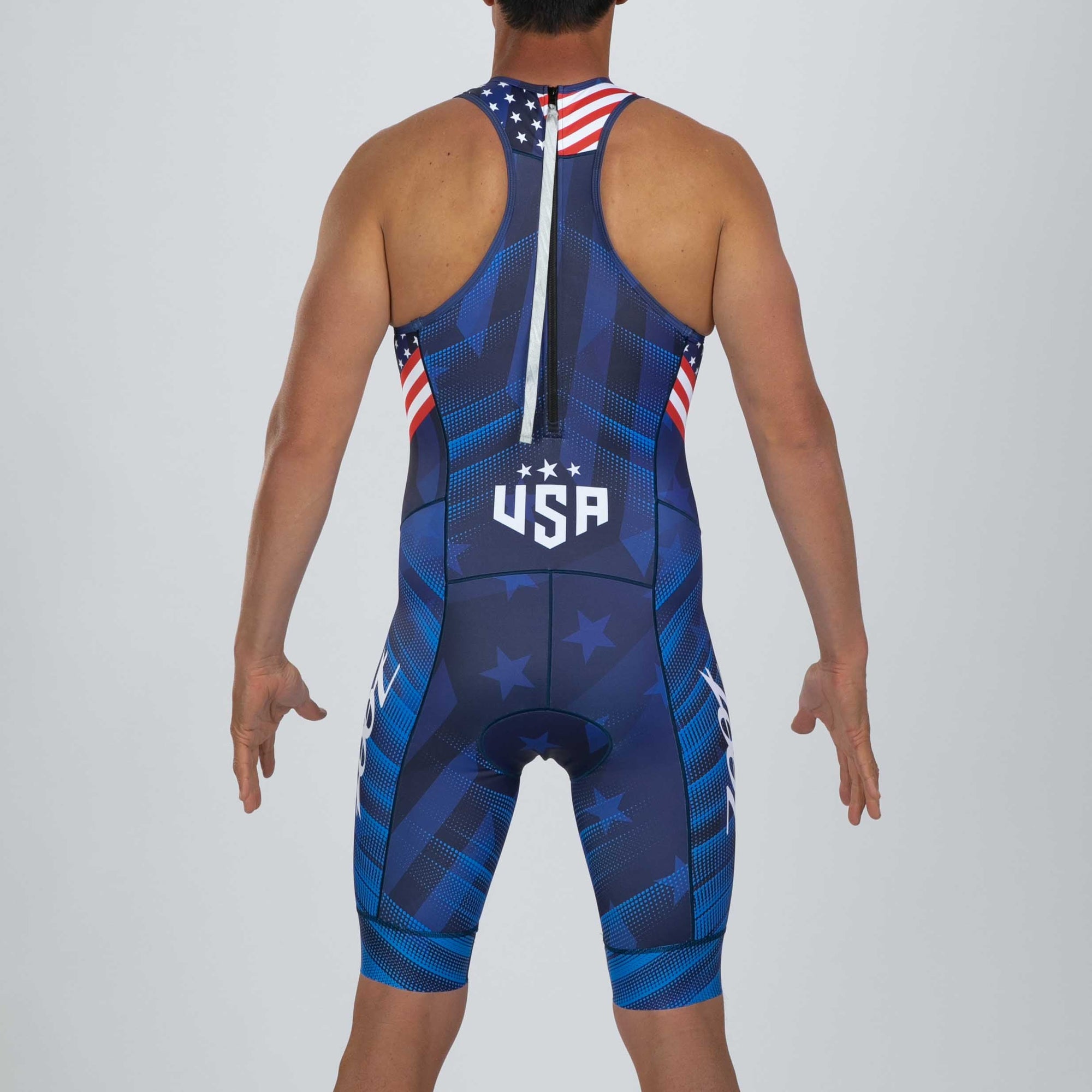 Zoot Sports TRI RACESUITS Men's Sprint Backzip Racesuit - RWB