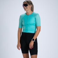 Zoot Sports TRI RACESUITS Women's Core Tri Aero FZ Racesuit - Aqua Blue