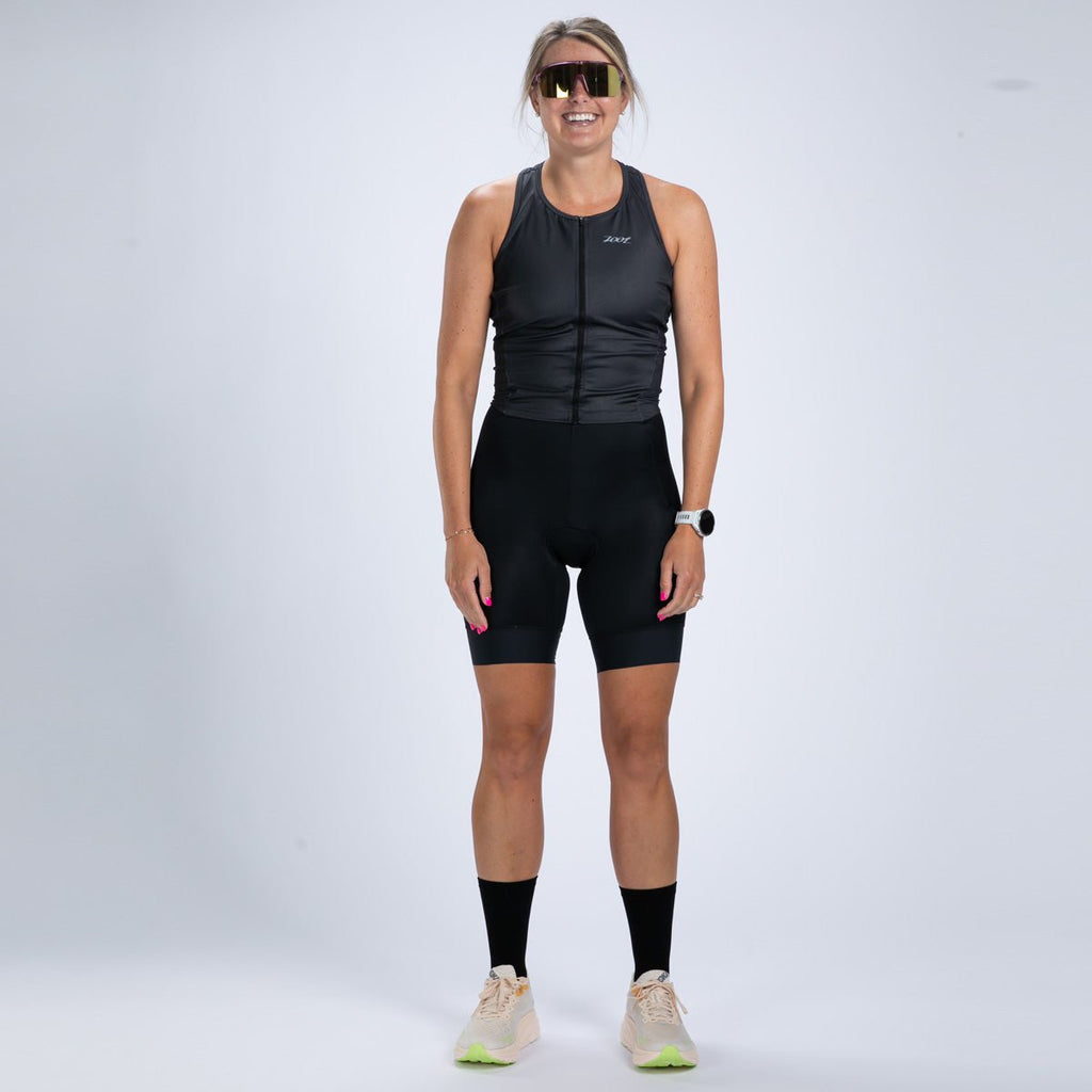Women's Core Tri Sleeveless FZ Racesuit - Jet Black