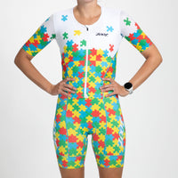 Zoot Sports TRI RACESUITS Women's Ltd Tri Aero Fz Racesuit - Autism Puzzle